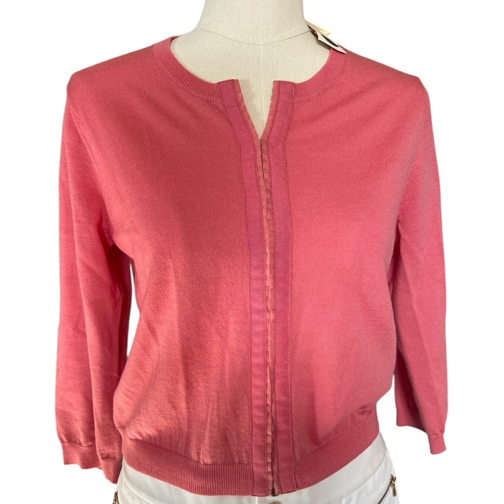 Boden Rose Pink Knit Sweater with hook and eye closure NWT size medium cotton